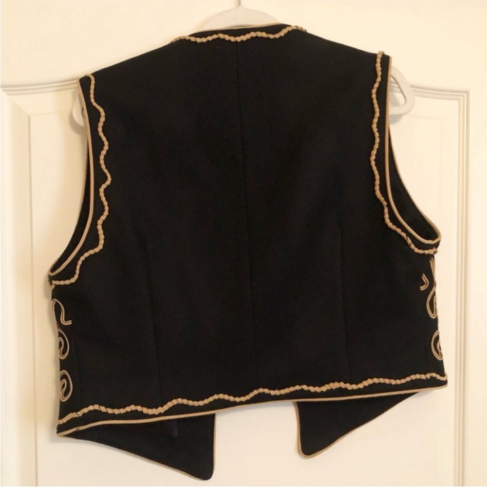 Vtg Double D Ranch Western Wool Leather Appliquéd Embroidered Vest Cowboy Rare - Picture 3 of 4